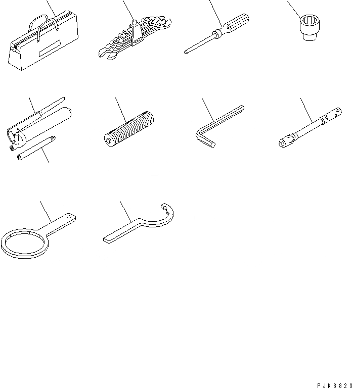 Схема запчастей Komatsu PC50UU-2 - ОСНОВН. ИНСТРУМЕНТ (WRENCH SET)(№8-) АКСЕССУАРЫ