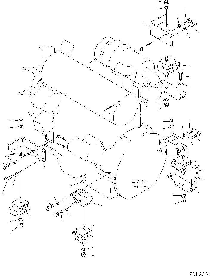 Схема запчастей Komatsu PC50UUM-2 - КРЕПЛЕНИЕ ДВИГАТЕЛЯ (КРЕПЛЕНИЕ) КОМПОНЕНТЫ ДВИГАТЕЛЯ