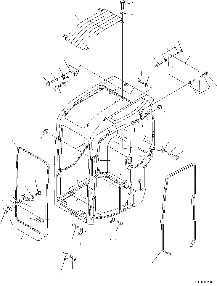 Схема запчастей Komatsu PC50UUM-2 - КАБИНА (КОРПУС) КАБИНА ОПЕРАТОРА И СИСТЕМА УПРАВЛЕНИЯ