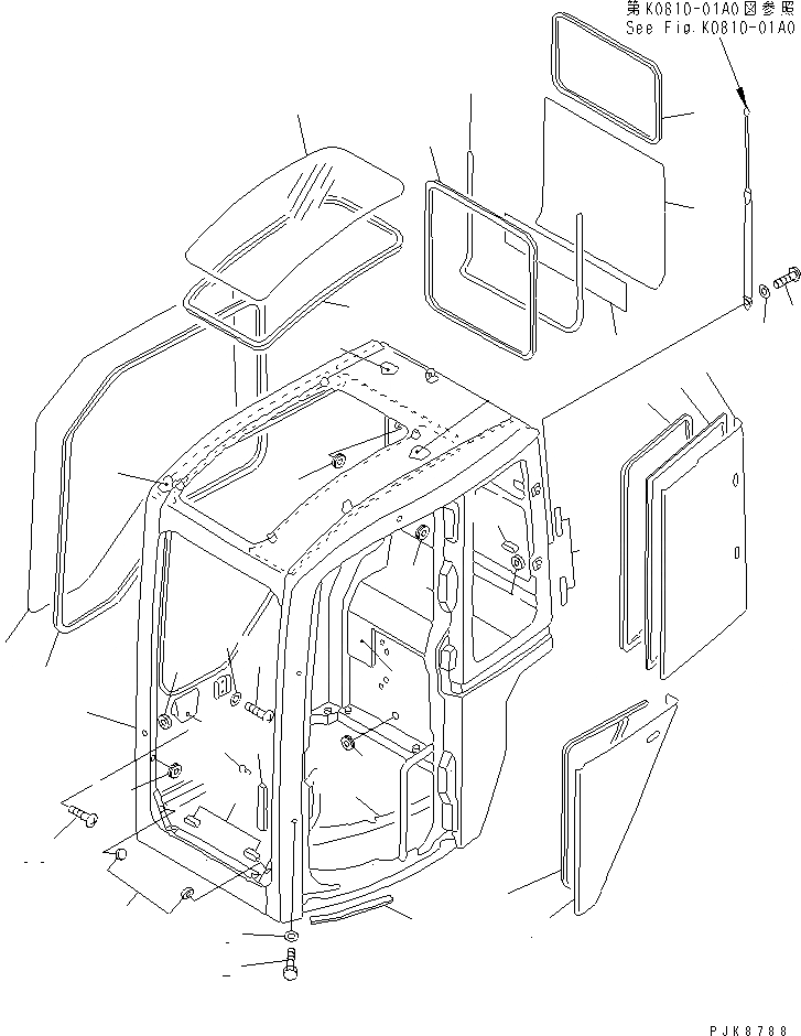 Схема запчастей Komatsu PC58SF-1 - КАБИНА КАБИНА ОПЕРАТОРА И СИСТЕМА УПРАВЛЕНИЯ