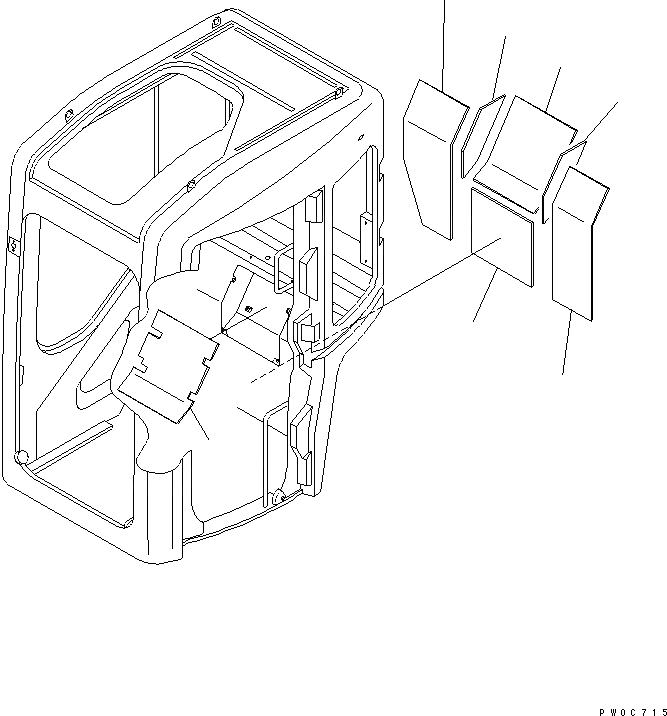 Схема запчастей Komatsu PC58UU-3 - КАБИНА (INSULATOR) (TOPS КАБИНА) КАБИНА ОПЕРАТОРА И СИСТЕМА УПРАВЛЕНИЯ