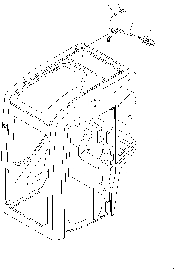 Схема запчастей Komatsu PC58UU-3 - ЗЕРКАЛА ЗАДН. ВИДА(ДЛЯ КАБИНЫ) ЧАСТИ КОРПУСА