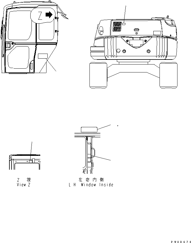 Схема запчастей Komatsu PC58UU-3 - ПЛАСТИНЫ (ДЛЯ КАБИНЫ) (СЕВ. АМЕРИКА СПЕЦ-Я.) МАРКИРОВКА