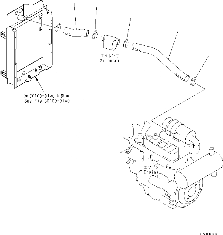 Схема запчастей Komatsu PC58UU-3 - ВОЗДУХООЧИСТИТЕЛЬ КРЕПЛЕНИЕ КОМПОНЕНТЫ ДВИГАТЕЛЯ