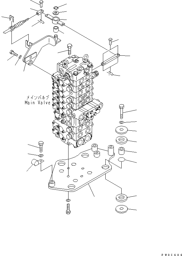 Схема запчастей Komatsu PC58UU-3 - ОСНОВН. КЛАПАН (КОРПУС) ГИДРАВЛИКА