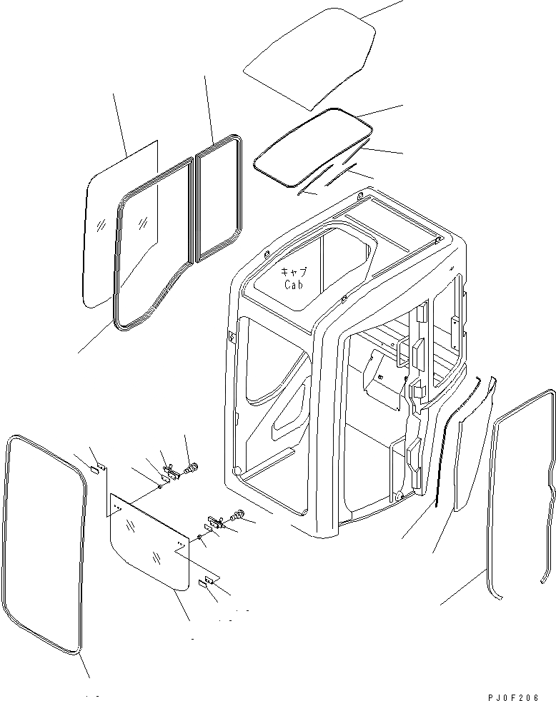 Схема запчастей Komatsu PC58UU-3 - КАБИНА (ОКНА) (ПЕРЕДН. И КРЫША) КАБИНА ОПЕРАТОРА И СИСТЕМА УПРАВЛЕНИЯ