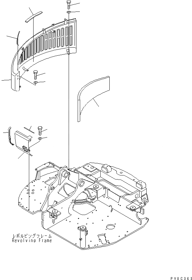 Схема запчастей Komatsu PC58UU-3 - ПРАВ. COVER ЧАСТИ КОРПУСА