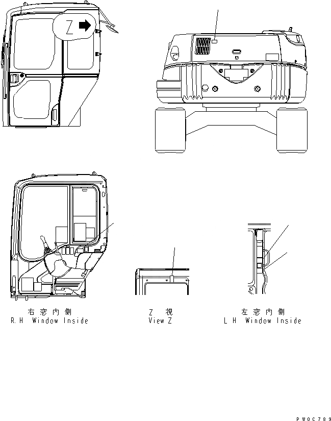 Схема запчастей Komatsu PC58UU-3 - ПЛАСТИНЫ (ДЛЯ КАБИНЫ) МАРКИРОВКА