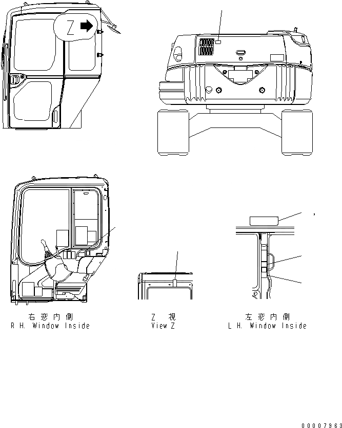 Схема запчастей Komatsu PC58UU-3 - ПЛАСТИНЫ (ДЛЯ TOPS КАБИНА)(№-) МАРКИРОВКА