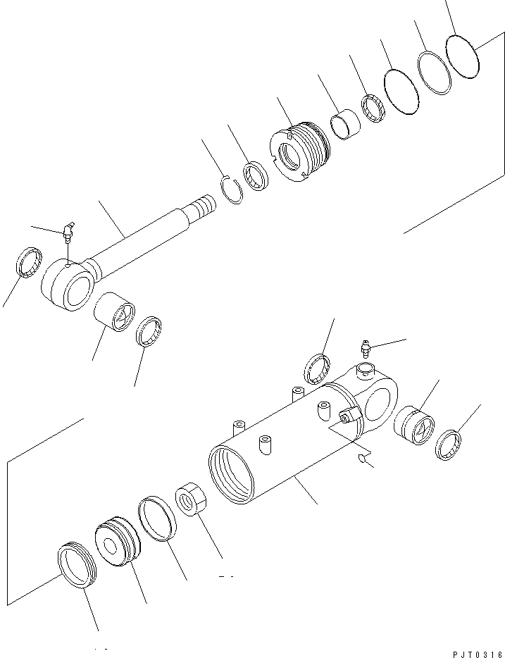 Схема запчастей Komatsu PC58UU-3 - ЦИЛИНДР ОТВАЛА (ВНУТР. ЧАСТИ) ОСНОВН. КОМПОНЕНТЫ И РЕМКОМПЛЕКТЫ