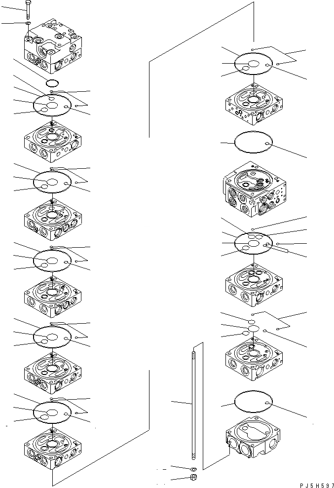 Схема запчастей Komatsu PC58UU-3 - ОСНОВН. КЛАПАН (9-КЛАПАН) (/) (ДЛЯ НАВЕСН. ОБОРУД.) ОСНОВН. КОМПОНЕНТЫ И РЕМКОМПЛЕКТЫ