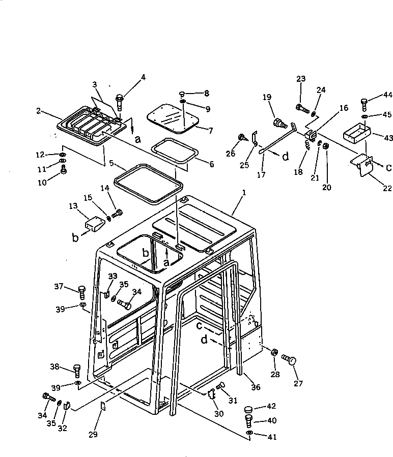 Схема запчастей Komatsu PC60-6 - КАБИНА (/7) (ДЛЯ NORWAY СПЕЦ-Я.)(№8-) ЧАСТИ КОРПУСА