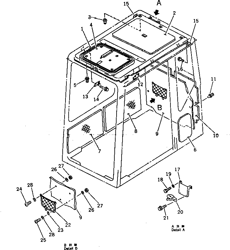 Схема запчастей Komatsu PC60-6 - КАБИНА (/7) (ВНУТР. ПОКРЫТИЕ) (ДЛЯ NORWAY СПЕЦ-Я.) ЧАСТИ КОРПУСА