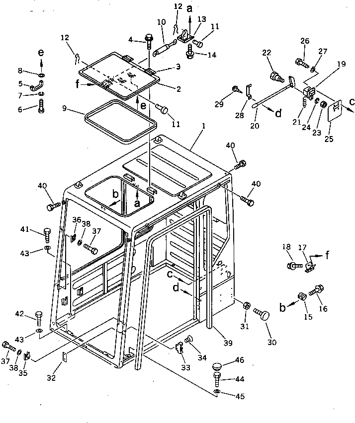 Схема запчастей Komatsu PC60-6 - КАБИНА (/7) (ДЛЯ США И CANADA) ЧАСТИ КОРПУСА