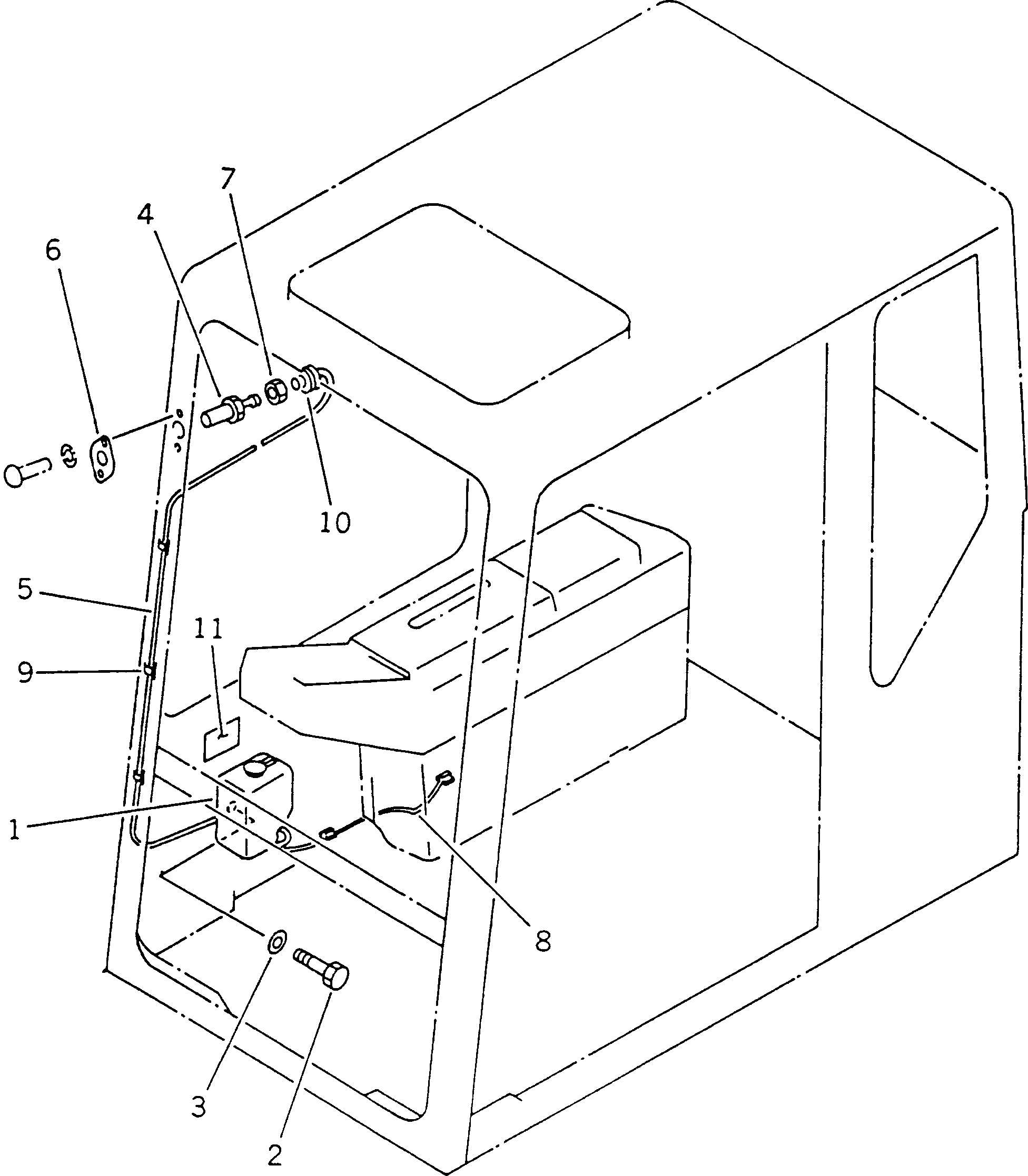 Схема запчастей Komatsu PC60-6C - ОМЫВАТЕЛЬ СТЕКЛА(№-) ЧАСТИ КОРПУСА