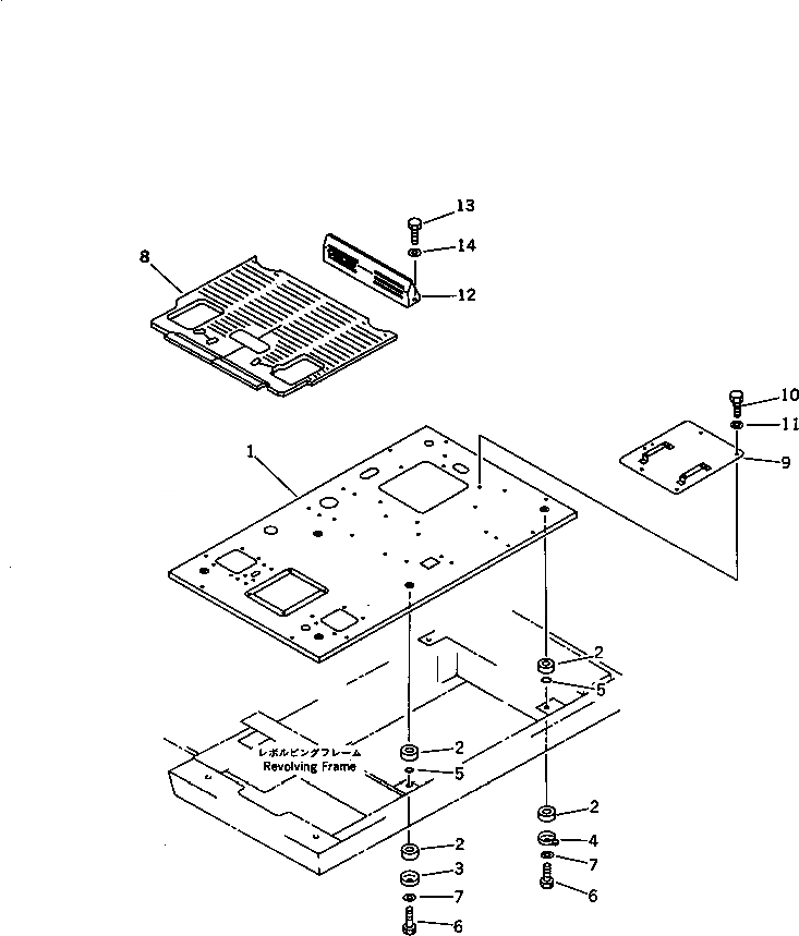 Схема запчастей Komatsu PC60-6 - ОСНОВН. КОНСТРУКЦИЯ (С ОТВАЛ) ЧАСТИ КОРПУСА