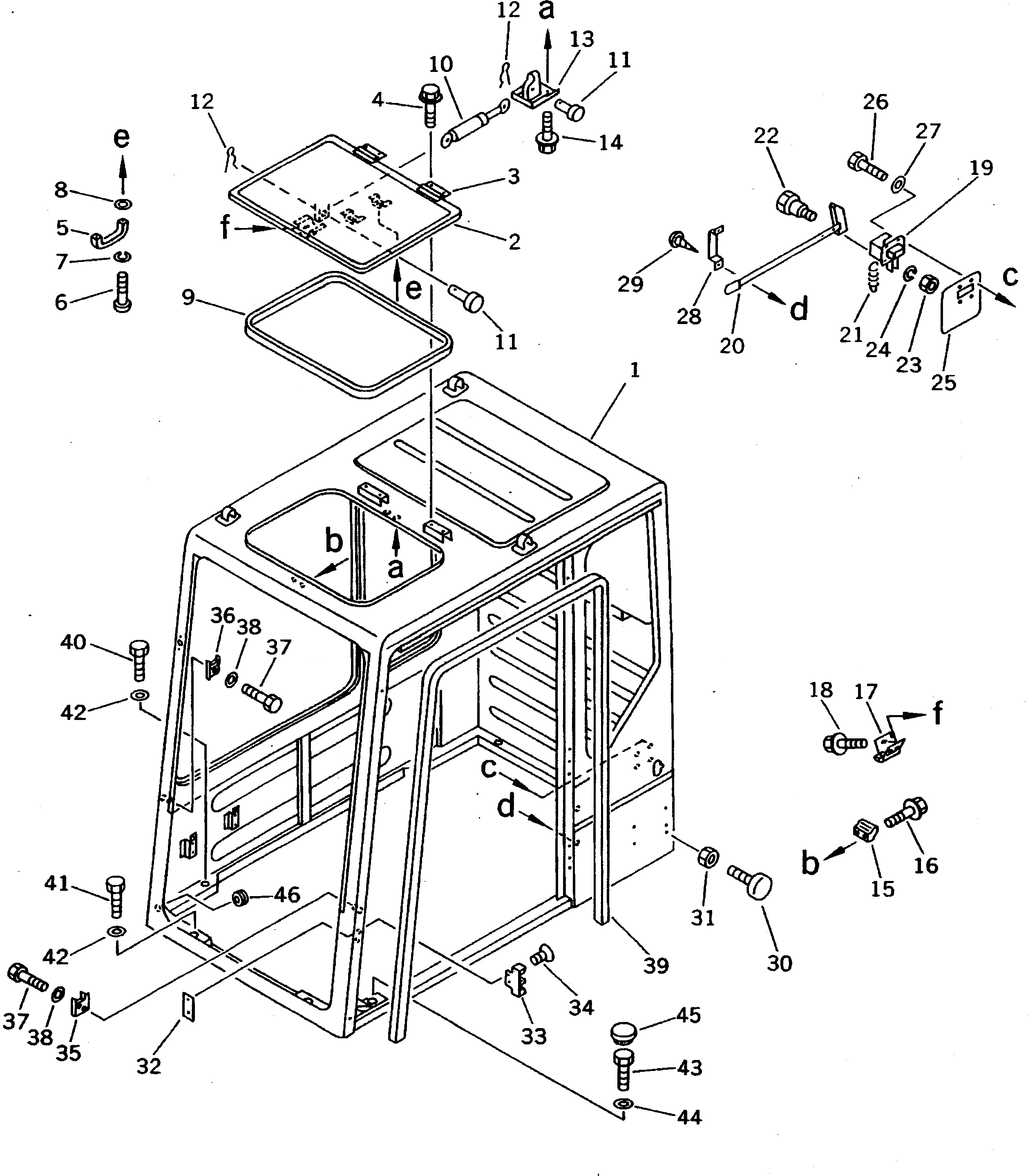 Схема запчастей Komatsu PC60-6Z - КАБИНА (/7) (КАБИНА)(№-) ЧАСТИ КОРПУСА