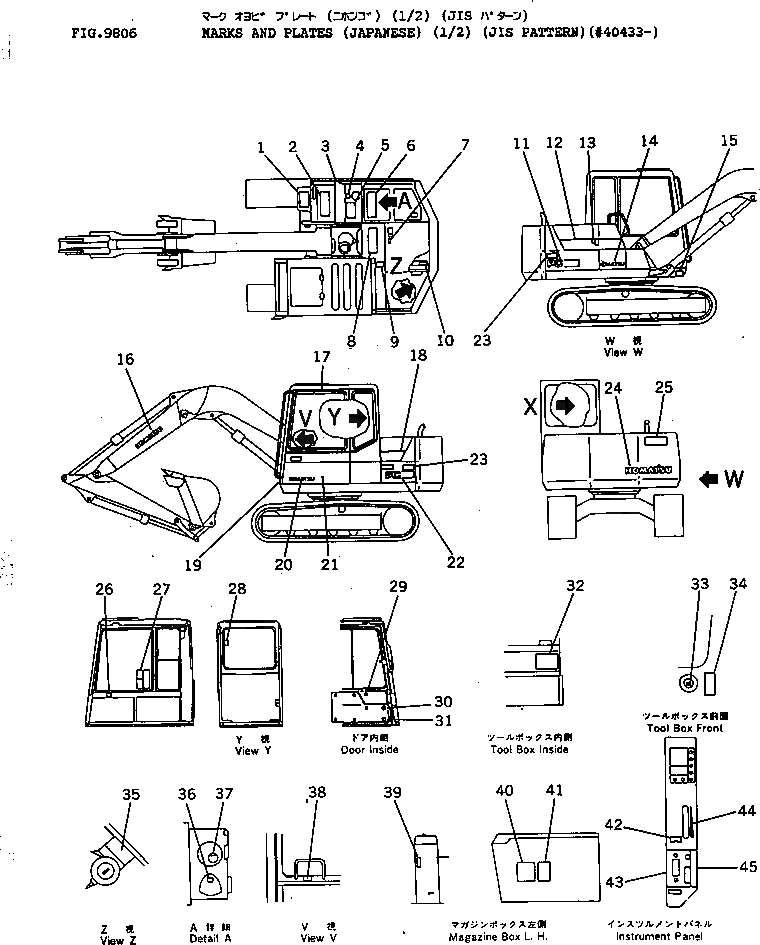 Схема запчастей Komatsu PC60-6Z - МАРКИРОВКА (ЯПОН.) (/) (JIS PATTERN)(№-) МАРКИРОВКА¤ ИНСТРУМЕНТ И РЕМКОМПЛЕКТЫ