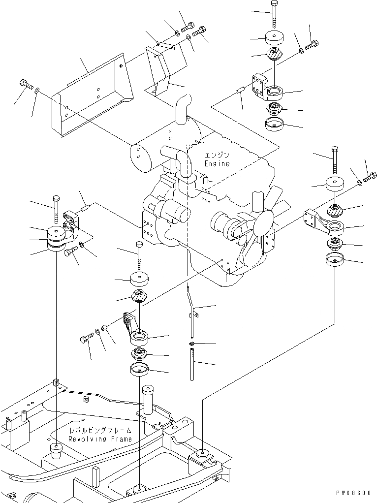Схема запчастей Komatsu PC60-7 - КРЕПЛЕНИЕ ДВИГАТЕЛЯ(№8-) КОМПОНЕНТЫ ДВИГАТЕЛЯ