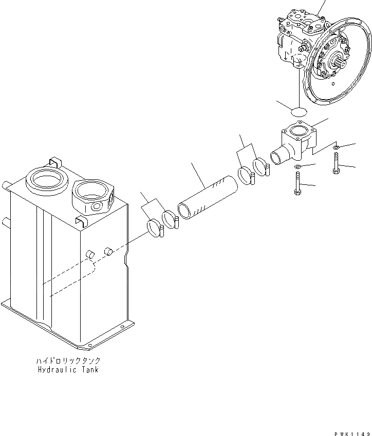 Схема запчастей Komatsu PC60-7 - ВСАСЫВАЮЩАЯ ЛИНИЯ(СПЕЦИФ-Я С ОТВАЛОМ)(№-7) ГИДРАВЛИКА