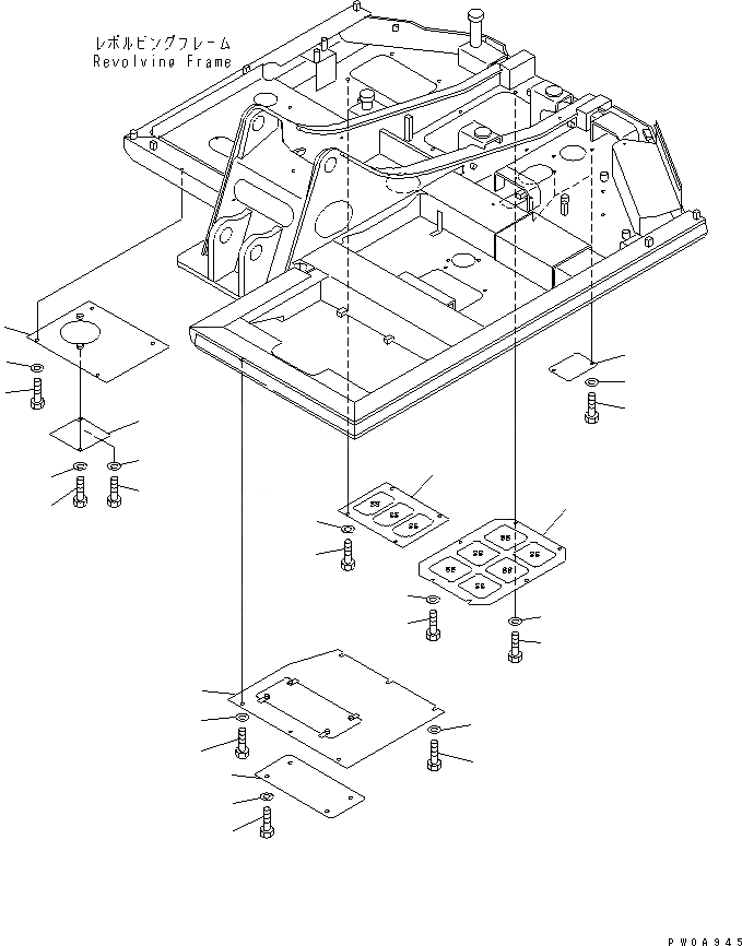 Схема запчастей Komatsu PC60-7 - НИЖН. КРЫШКА (УСИЛ. ТИП)(№8-) ЧАСТИ КОРПУСА