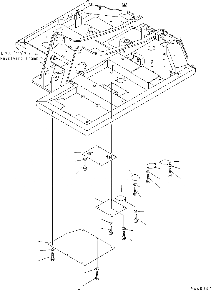 Схема запчастей Komatsu PC60-7 - НИЖН. КРЫШКА (СПЕЦИФ-Я С ОТВАЛОМ)(№-7) ЧАСТИ КОРПУСА