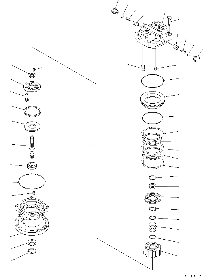 Схема запчастей Komatsu PC60-7 - МОТОР ПОВОРОТА (/)(№97-) ОСНОВН. КОМПОНЕНТЫ И РЕМКОМПЛЕКТЫ