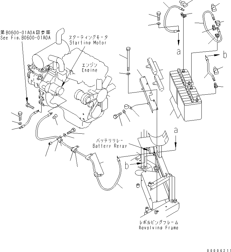 Схема запчастей Komatsu PC60-7-B - АККУМУЛЯТОР(№8-) ЭЛЕКТРИКА