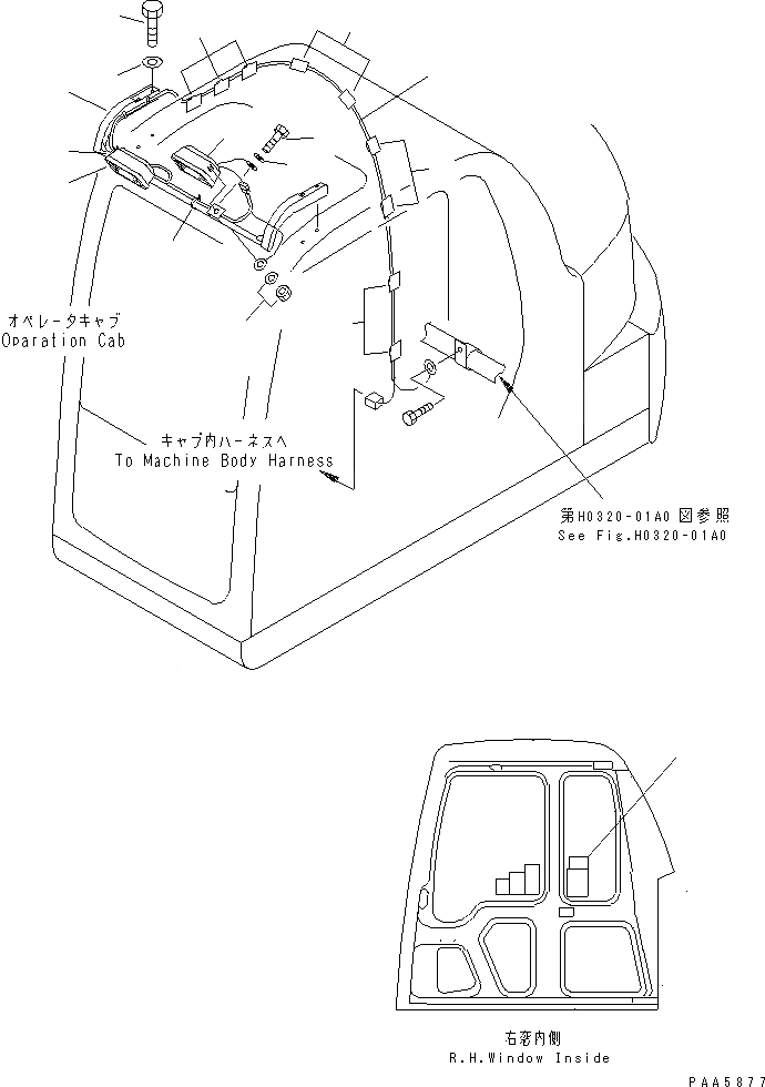 Схема запчастей Komatsu PC60-7-B - ДОПОЛН. РАБОЧ. ОСВЕЩЕНИЕ ЭЛЕКТРИКА