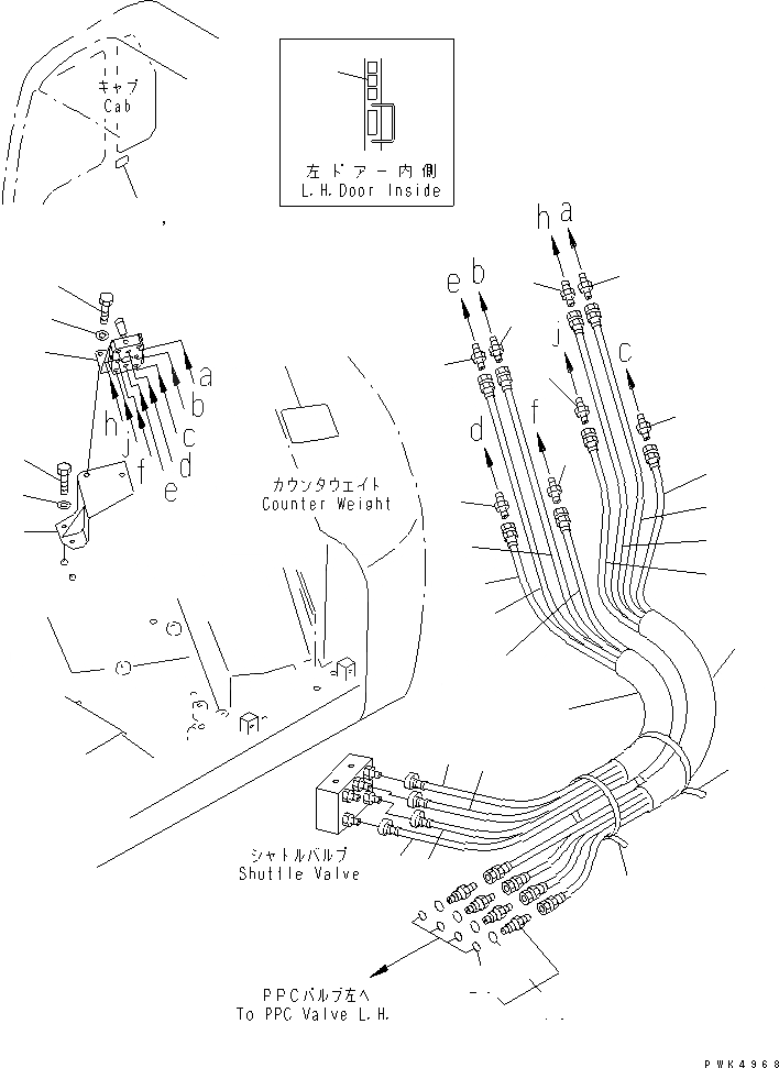 Схема запчастей Komatsu PC60-7-B - MULTIPLE PATTERN WAY (ШЛАНГИ И ПЛАСТИНА)(№98-) ГИДРАВЛИКА