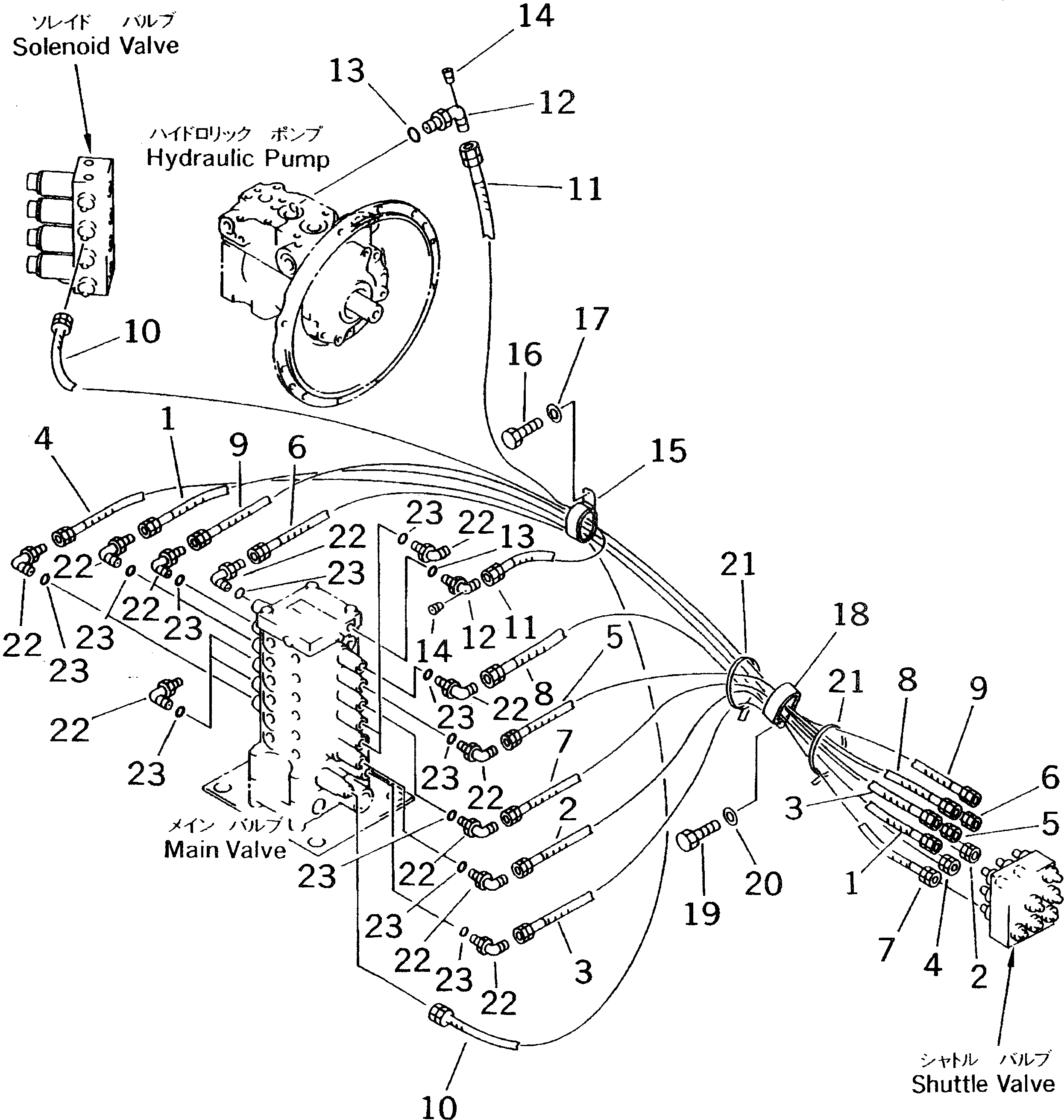 Схема запчастей Komatsu PC60-7-B - P.P.C. ОСНОВН. ЛИНИЯ (ДЛЯ БЫСТРОСЪЕМН. МЕХ-М)(№-7) ГИДРАВЛИКА