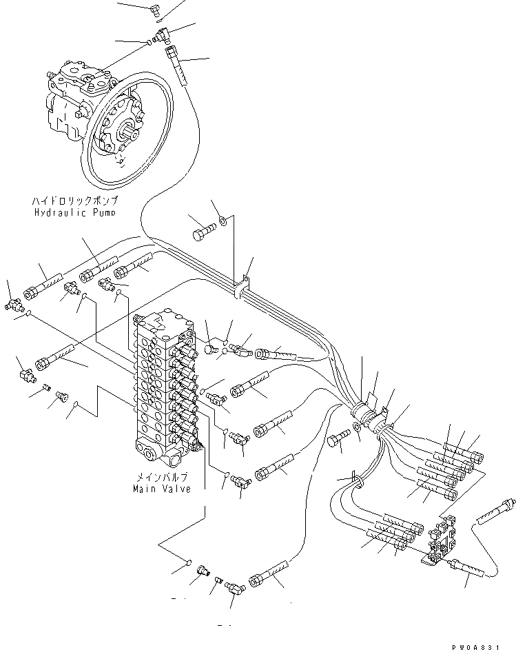 Схема запчастей Komatsu PC60-7-B - P.P.C. ОСНОВН. ЛИНИЯ (ДЛЯ БЫСТРОСЪЕМН. МЕХ-М)(№8-) ГИДРАВЛИКА