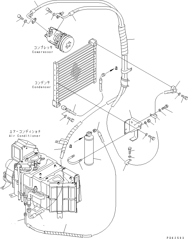 Схема запчастей Komatsu PC60-7-B - КОНДИЦ. ВОЗДУХА (ШЛАНГИ ОХЛАДИТЕЛЯ)(№-) КАБИНА ОПЕРАТОРА И СИСТЕМА УПРАВЛЕНИЯ