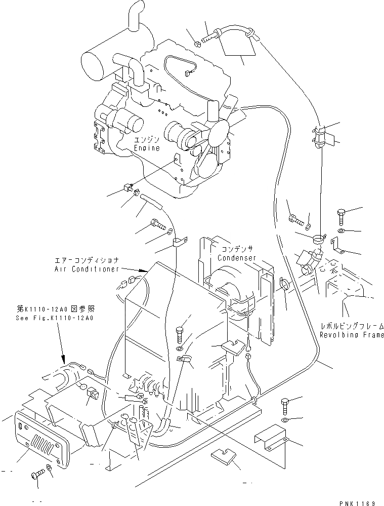 Схема запчастей Komatsu PC60-7-B - КОНДИЦ. ВОЗДУХА (ШЛАНГИ ОБОГРЕВАТЕЛЯ)(№7-) КАБИНА ОПЕРАТОРА И СИСТЕМА УПРАВЛЕНИЯ