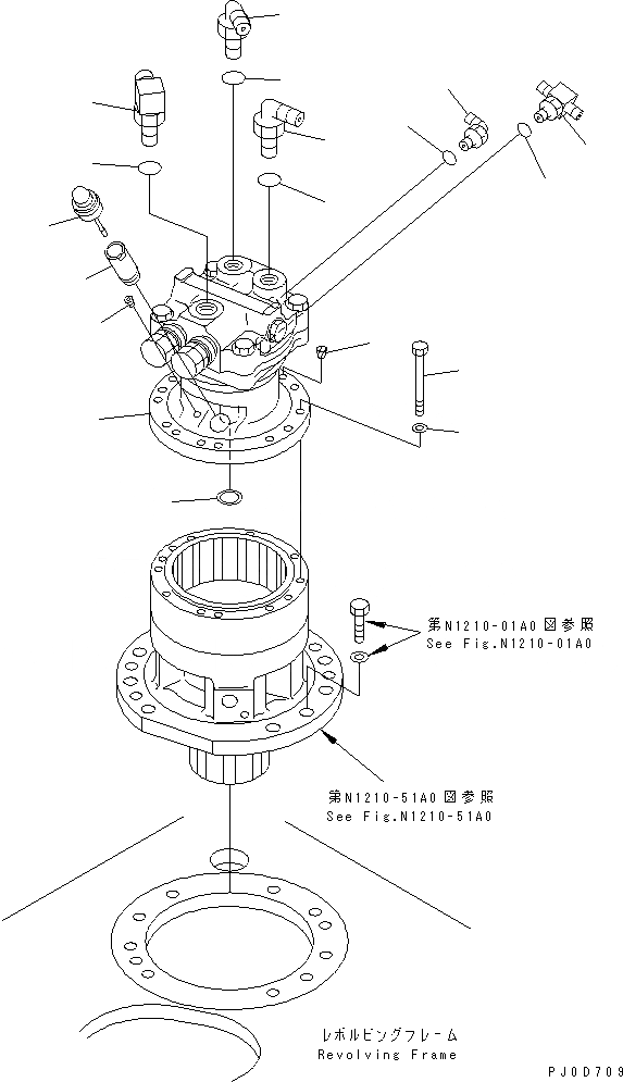 Схема запчастей Komatsu PC60-7-B - МЕХАНИЗМ ПОВОРОТА (КОМПОНЕНТЫ)(№97-) ПОВОРОТН. КРУГ И КОМПОНЕНТЫ