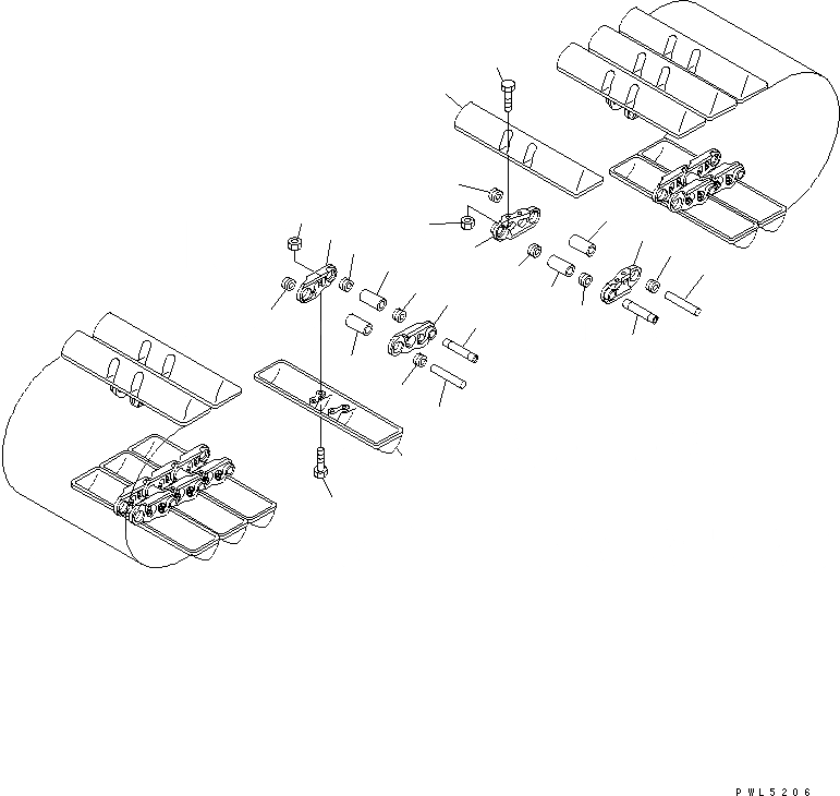 Схема запчастей Komatsu PC60-7-B - ГУСЕНИЦЫ (БОЛОТН.) (7MM ШИР.) ХОДОВАЯ