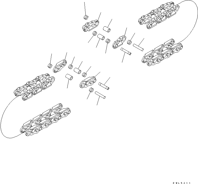 Схема запчастей Komatsu PC60-7-B - ГУСЕН. ЦЕПЬ (7 SET) (ПОСТАВЛЯЕТСЯ ОТДЕЛЬНО) ОСНОВН. КОМПОНЕНТЫ И РЕМКОМПЛЕКТЫ