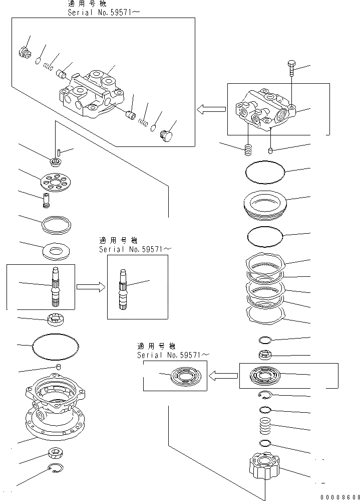 Схема запчастей Komatsu PC60-7-B - МОТОР ПОВОРОТА (/) ОСНОВН. КОМПОНЕНТЫ И РЕМКОМПЛЕКТЫ