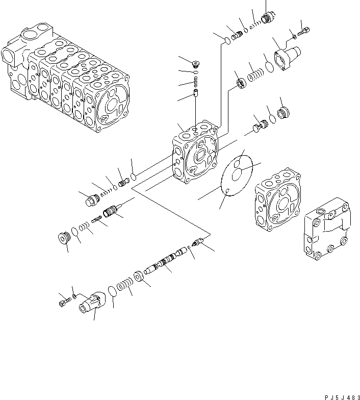 Схема запчастей Komatsu PC60-7-B - ОСНОВН. КЛАПАН (8-КЛАПАН) (7/8)(№7-) ОСНОВН. КОМПОНЕНТЫ И РЕМКОМПЛЕКТЫ