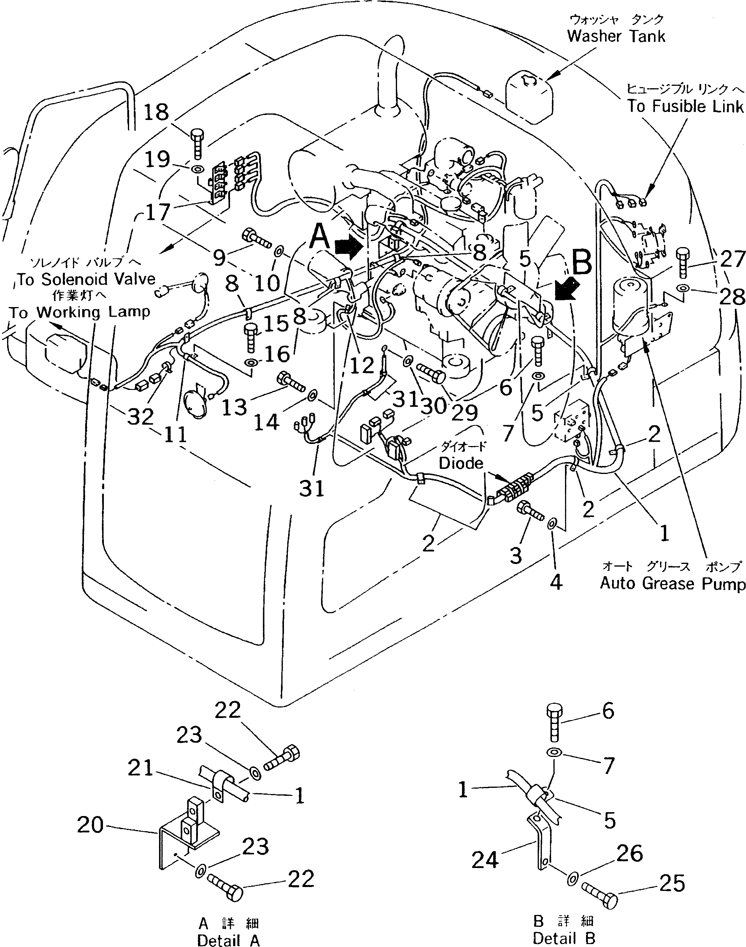 Схема запчастей Komatsu PC60-7E-B - ЭЛЕКТРОПРОВОДКА (Э/ПРОВОДКА)(№-7) ЭЛЕКТРИКА