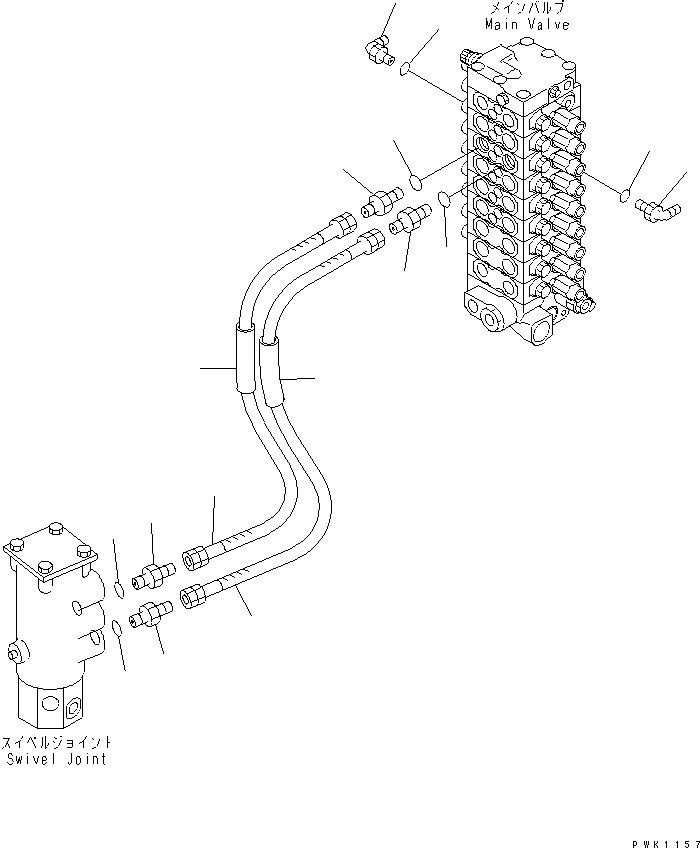 Схема запчастей Komatsu PC60-7E-B - ОТВАЛ ЛИНИЯ (ВЕРХН.) (ЛИНИЯ НАСОСА)(№7-) ГИДРАВЛИКА