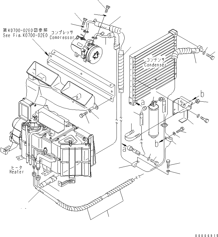 Схема запчастей Komatsu PC60-7 - ВЛАГООТДЕЛИТЕЛЬ И ШЛАНГИ ОХЛАДИТЕЛЯ (ДЛЯ CHINA)(№99-) КАБИНА ОПЕРАТОРА И СИСТЕМА УПРАВЛЕНИЯ