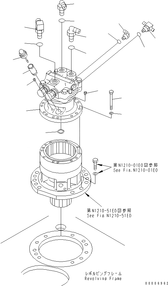 Схема запчастей Komatsu PC60-7 - МЕХАНИЗМ ПОВОРОТА (КОМПОНЕНТЫ) (ДЛЯ CHINA)(№99-) ПОВОРОТН. КРУГ И КОМПОНЕНТЫ