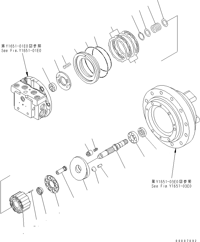 Схема запчастей Komatsu PC60-7 - ХОД MTOR (/) (ДЛЯ CHINA)(№99-) ОСНОВН. КОМПОНЕНТЫ И РЕМКОМПЛЕКТЫ