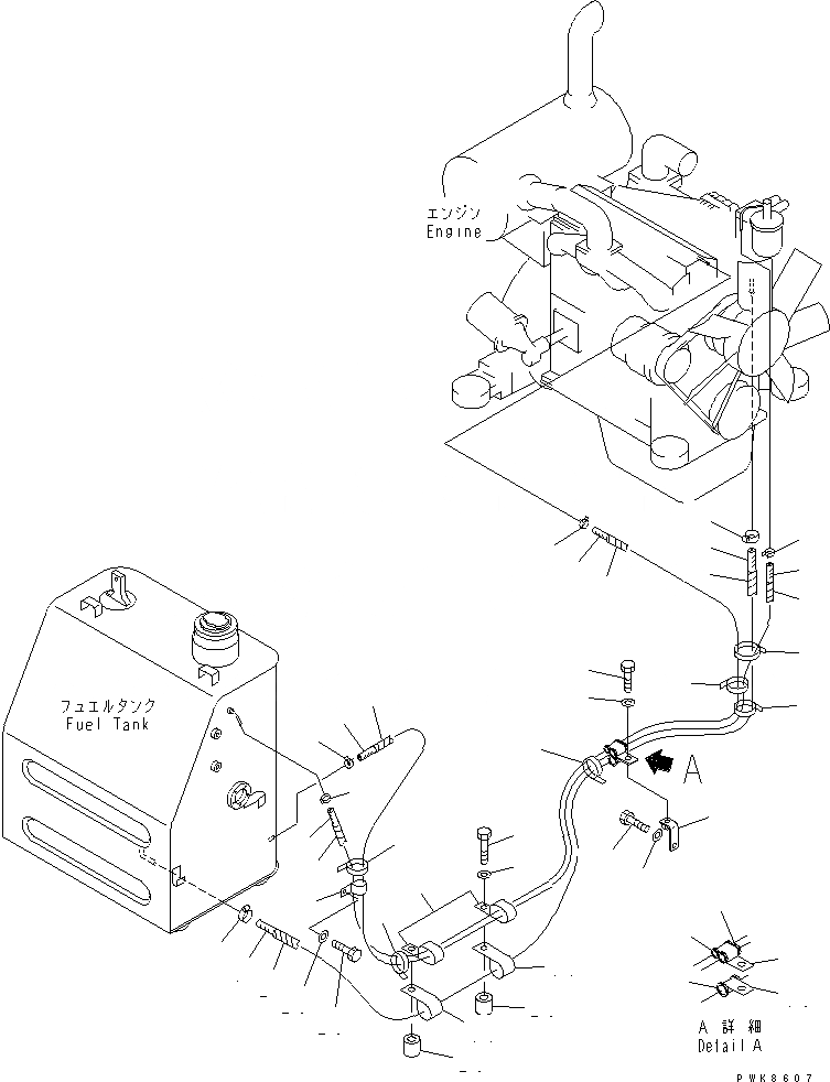 Схема запчастей Komatsu PC60-7 - ТОПЛИВН. ЛИНИЯ(№8-) ТОПЛИВН. БАК. AND КОМПОНЕНТЫ