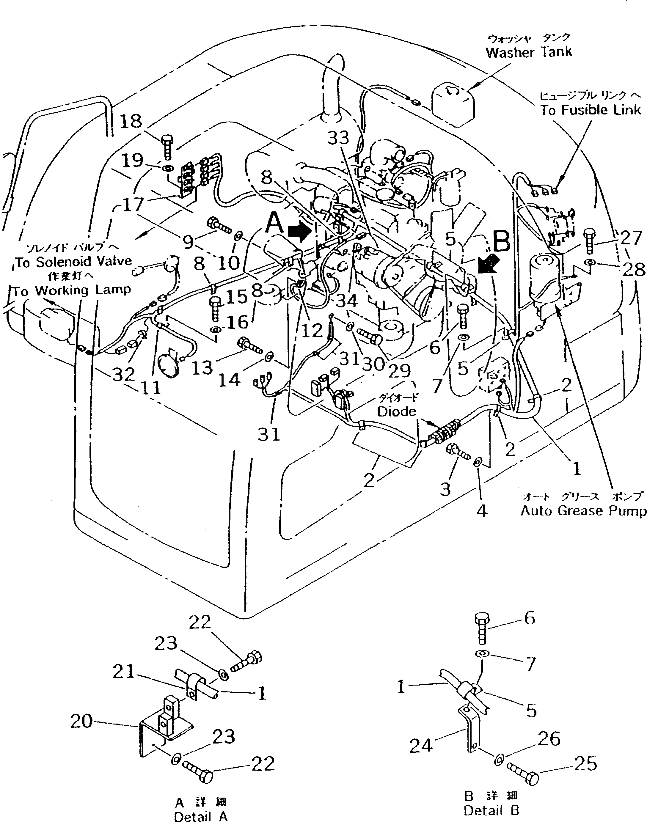 Схема запчастей Komatsu PC60-7 - ЭЛЕКТРОПРОВОДКА (Э/ПРОВОДКА) (ДЛЯ США)(№8878-7) ЭЛЕКТРИКА