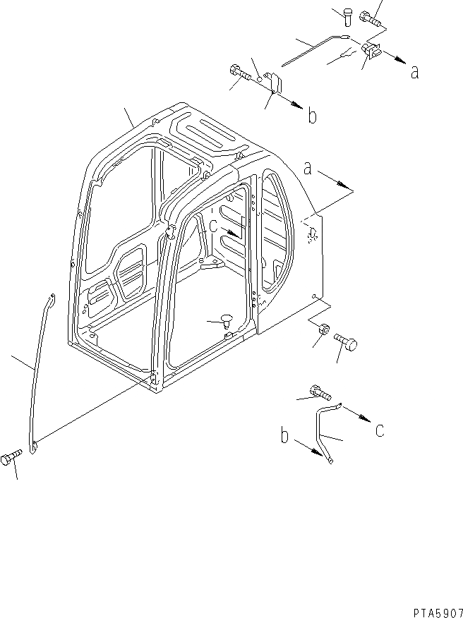 Схема запчастей Komatsu PC60-7E - КАБИНА (КАБИНА¤ РУЧКА И ФИКСАТОР ОТКРЫТИЯ) (/7) (С ФРОНТАЛЬНАЯ ЗАЩИТА) КАБИНА ОПЕРАТОРА И СИСТЕМА УПРАВЛЕНИЯ