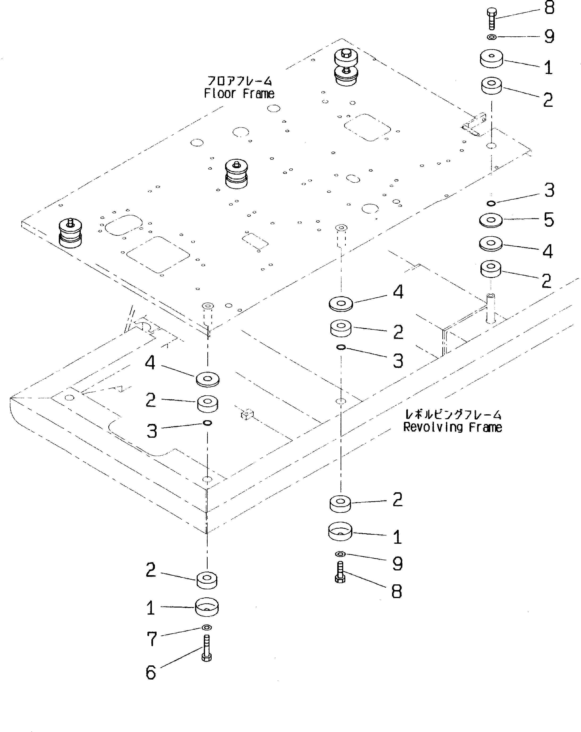 Схема запчастей Komatsu PC60-7E - КРЕПЛЕНИЕ ПОЛА КАБИНА ОПЕРАТОРА И СИСТЕМА УПРАВЛЕНИЯ