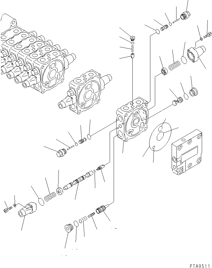 Схема запчастей Komatsu PC60-7E - ОСНОВН. КЛАПАН (8-КЛАПАН) (7/8)(№-7) ОСНОВН. КОМПОНЕНТЫ И РЕМКОМПЛЕКТЫ