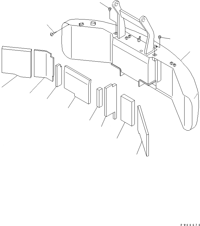 Схема запчастей Komatsu PC60-7 - ПРОТИВОВЕС (С ПОДЪЕМ ДЛЯ ШАССИ В СБОРЕ)(№8-) ЧАСТИ КОРПУСА